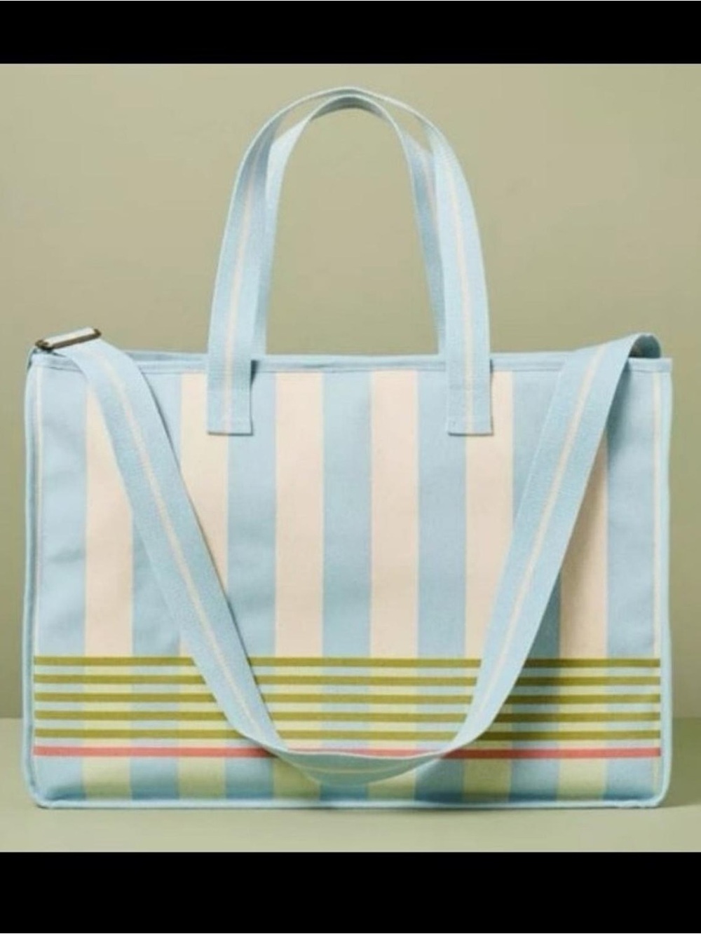 🏖️*NWT* Hearth & Hand with Magnolia cross Stripe Carry-All Tote Bag.